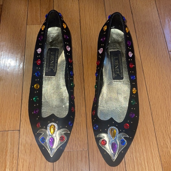 J. Renee black shoes with multi color jewels - Picture 1 of 5